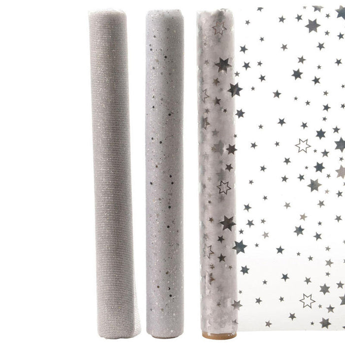 Camino De Mesa De Organza 3 Modelos Surtidos Transparentes 200x35cm