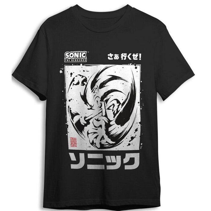 Camiseta Black Brush Sonic The Hedgehog Adulto Talla L