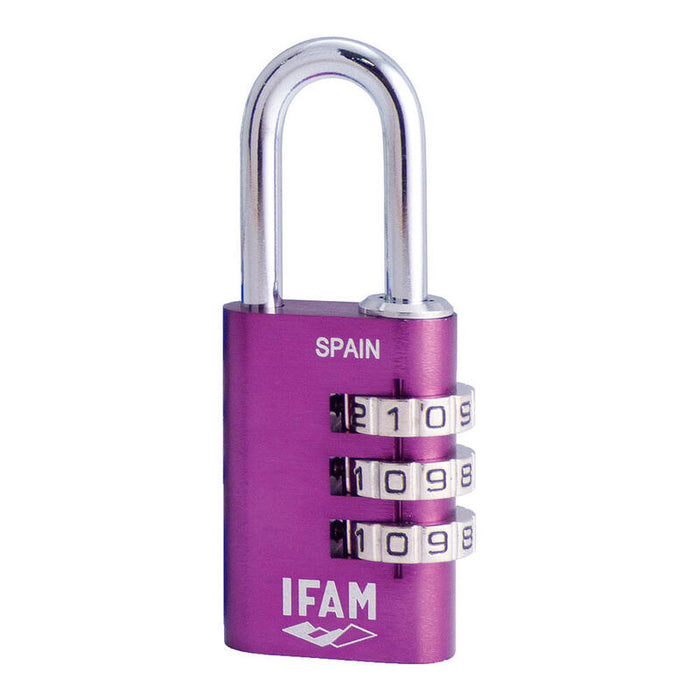 Candado Col Combi30 Violeta 30mm. Arco Ø5mm. Con Combinación. Ifam
