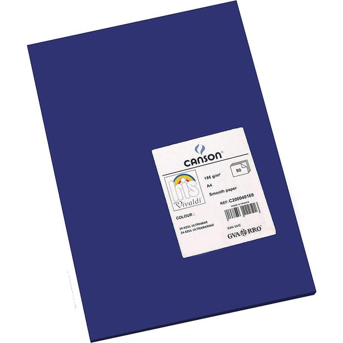 Canson Guarro Pack De 50 Cartulinas Iris A4 De 185g - 21x29.7cm - Color Azul Ultramar