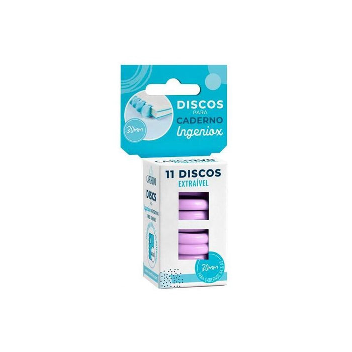 Carchivo Estuche 11 Discos Para Cuaderno Ingeniox 30mm Plástico Malva