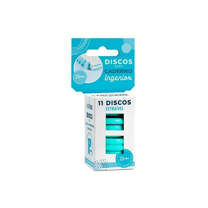 Carchivo Estuche 11 Discos Para Cuaderno Ingeniox 30mm Plástico Menta