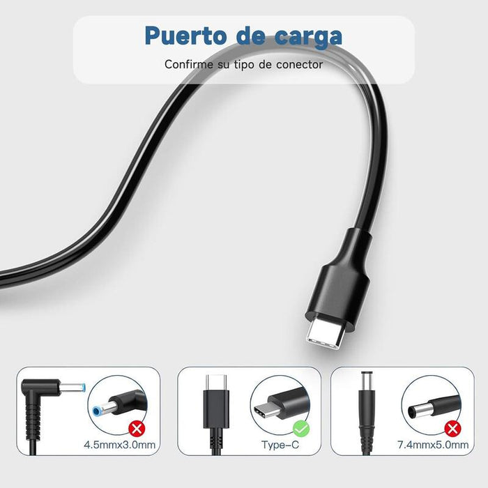 Cargador 90w Usb Tipo C Compatible Dell, Hp, Asus, Lenovo - Conector Usb-C