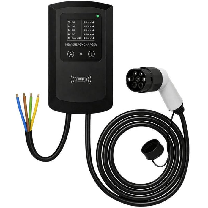 Cargador Coche Eléctrico Con Estación De Carga 32a / 22kw / Sin Enchufe (Trifásica) / 5m / Lcd - Ev Tipo 2