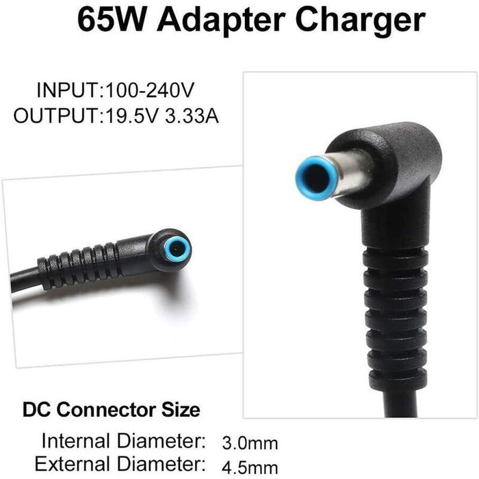 Cargador Compatible Hp 65w 19.5v 3.33a 4.5* 3.0mm Punta Azul