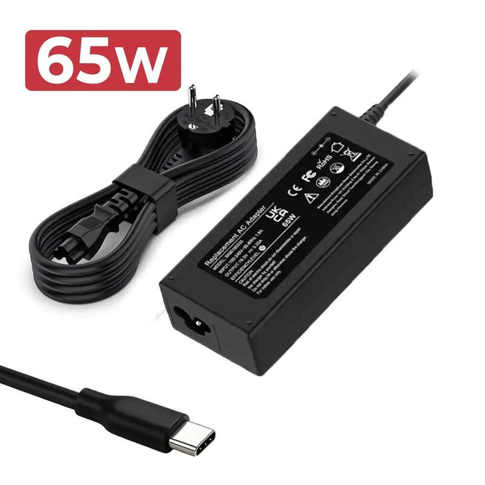 Cargador Compatible Multivoltaje Usb C 5v 20v 3.25a 65w Negro Adp 65sd B