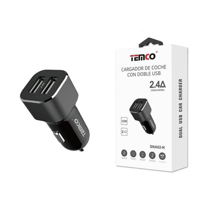 Cargador De Coche Dual Usb 2.4a Negro