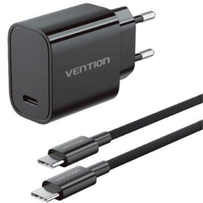 Cargador De Pared Gan Vention G18b0-Eu 1xusb Tipo-C + Cable Usb Tipo-C 30w