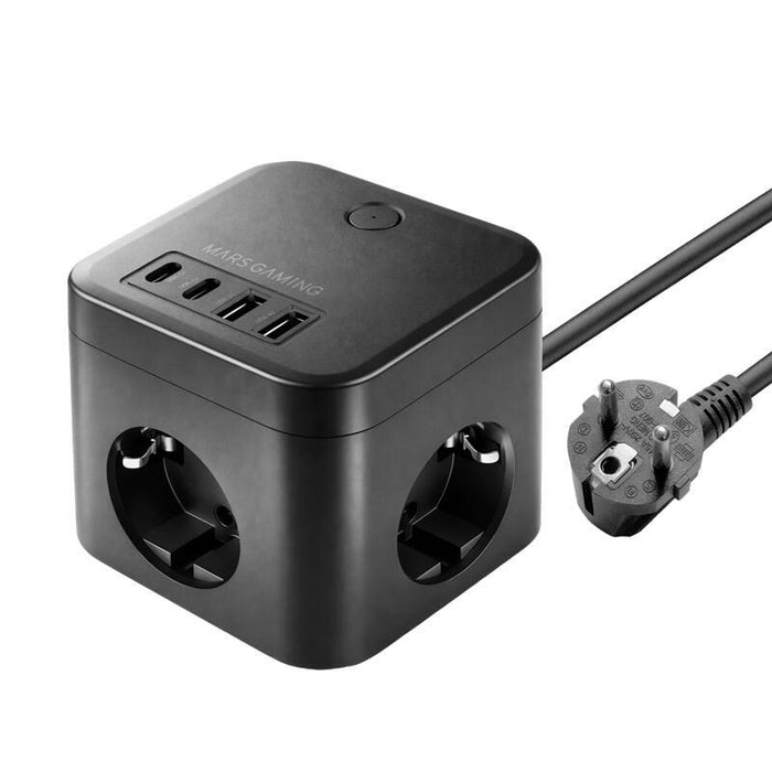 Cargador De Pared Mars Gaming Md Cube35 35w 3x Schuko 2x Usb Tipo C 2x Usb Tipo A Negro