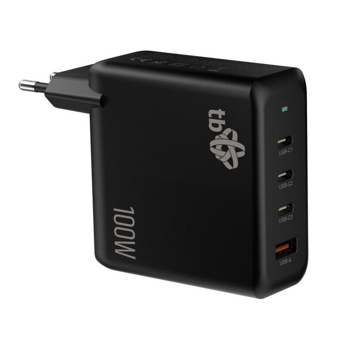 Cargador De Red 3x Usb C + Usb A Power Delivery Negra, Gan 100w