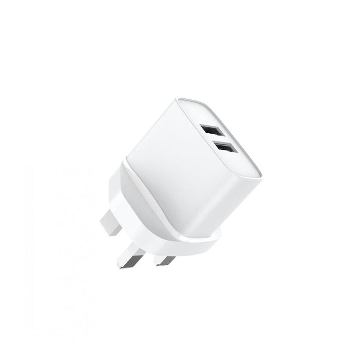 Cargador De Red Double Usb-A 12w 2,4a Blanco - Prise Uk + Dubai - Jaym®**