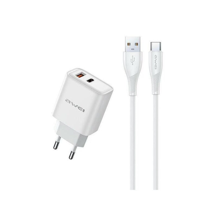 Cargador De Red Gan Pd81t 22.5w Usb+Usb-C + Cable Usb/Usb-C