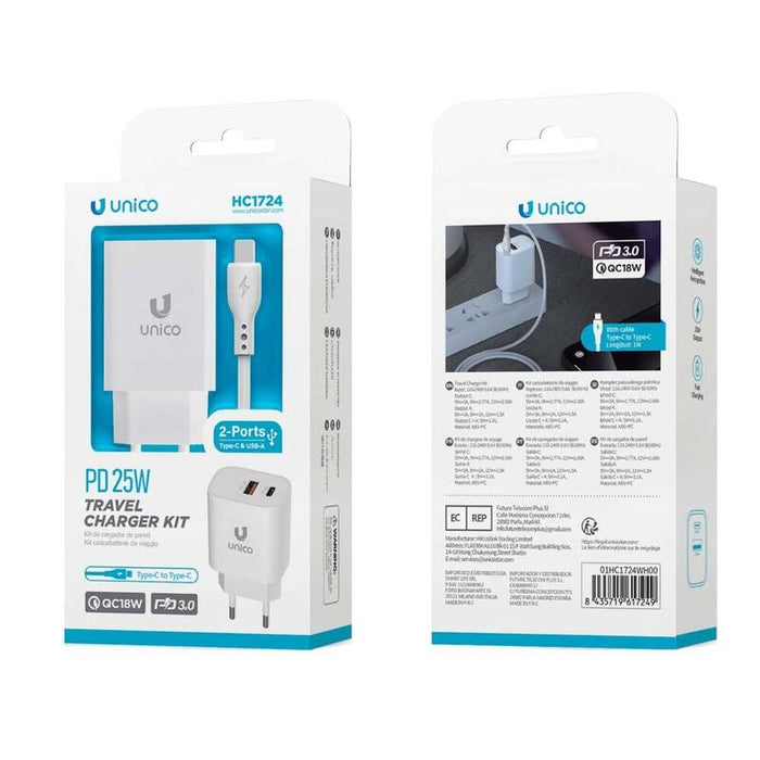 Cargador Dual Usb A+C 25w+Cable C Hc1724