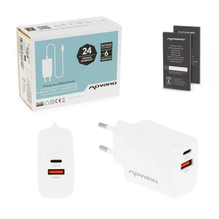 Cargador Gan 30w Usb-C Pd + Usb-A (Blanca)