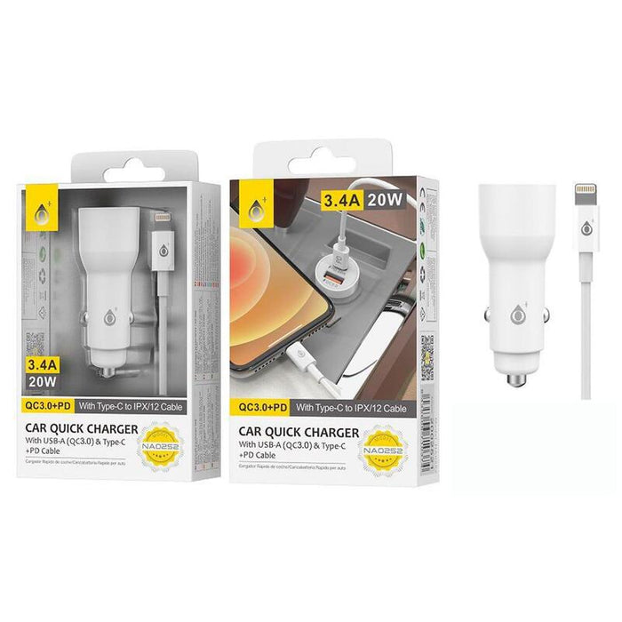 Cargador Jc Na0252 Blanco Rápido De Coche Usb-A + Usb-C Para Coche 20w