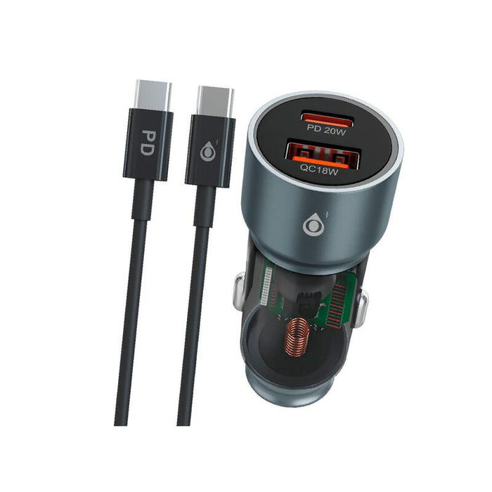 Cargador  Jc Na0567 Gris De Mechero Con Carga Rápida Usb-A (Qc3.0) + Type-C Port