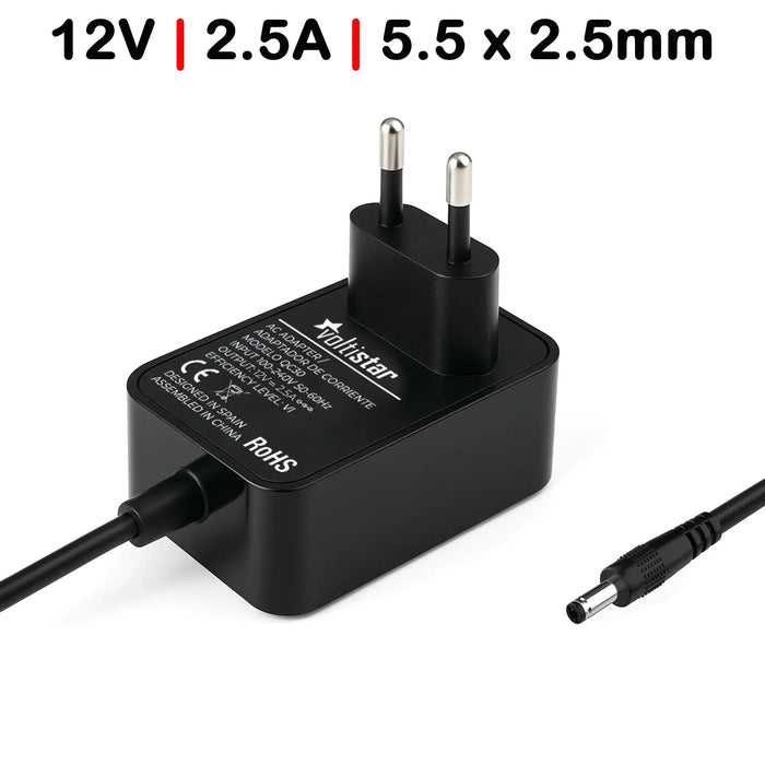 Cargador Para Monitores Router Luces Led 12V 2.5A 30W 5.5X2.5Mm Pared