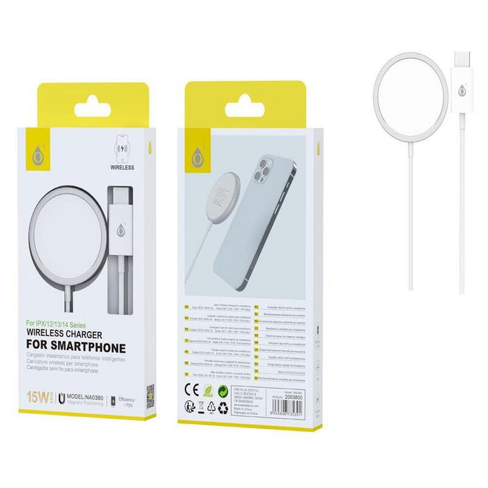 Cargador Rapido Inalámbrico Para Iphone X-14 Na0380 15w Blanco Mtk