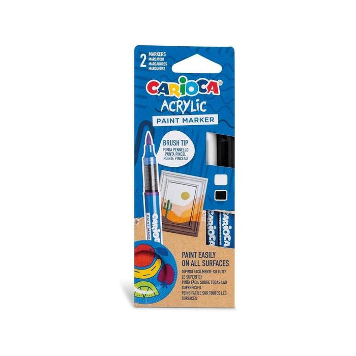 Carioca Acrylic Pack De 2 Marcadores De Pintura Acrilica - Punta Pincel - Tinta A Base De Agua - Alta Cobertura -