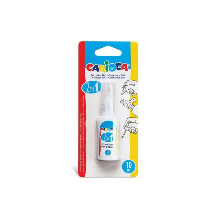 Carioca Pen & Brush Corrector 2en1 - Boligrafo Y Pincel - Pincel De Nylon Suave Y Preciso - Punta Metalica De Precision
