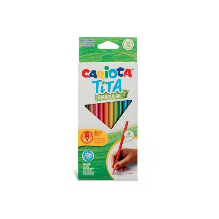 Carioca Tita Pack De 12 Lapices Triangulares De Resina - Cuerpo Triangular - Colores Brillantes Y Lavables - Escritura