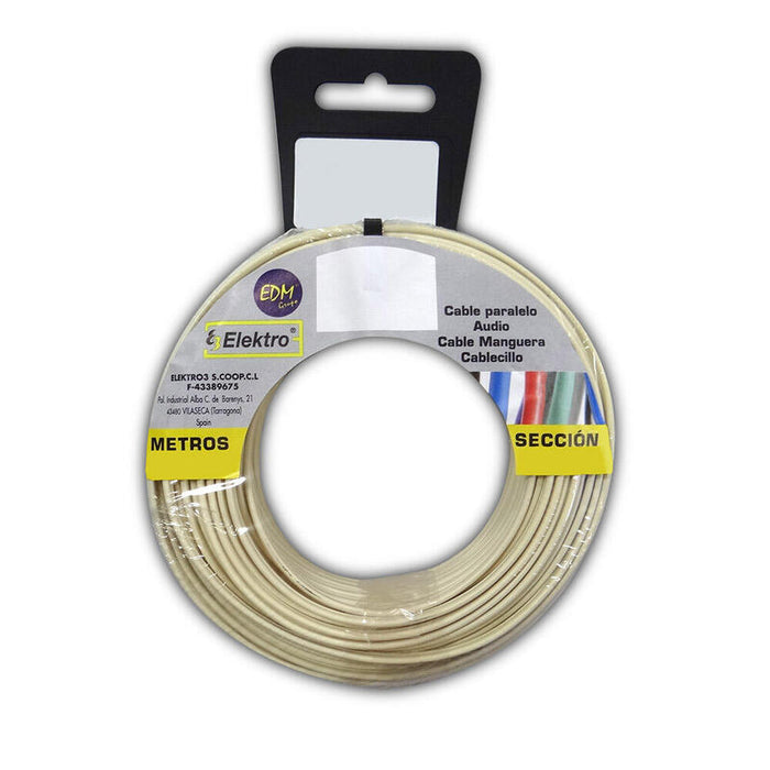 Carrete Cable Paralelo Telefono Blanco 2 Vias 5m