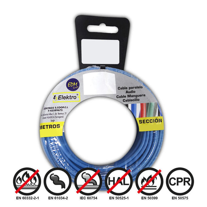 Carrete Cablecillo Flexible 1,5mm Azul Libre De Halógenos 25m