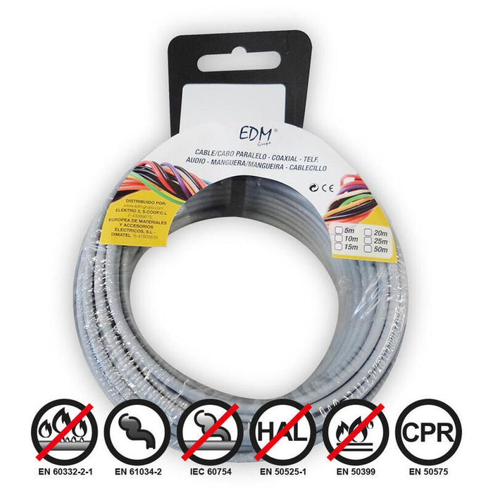 Carrete Cablecillo Flexible 1,5mm Gris 20mts Libre De Halógenos