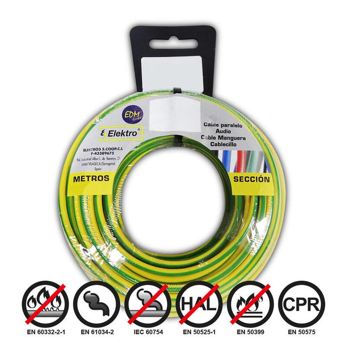 Carrete Cablecillo Flexible 2,5mm Bicolor 20mts Libre De Halógenos
