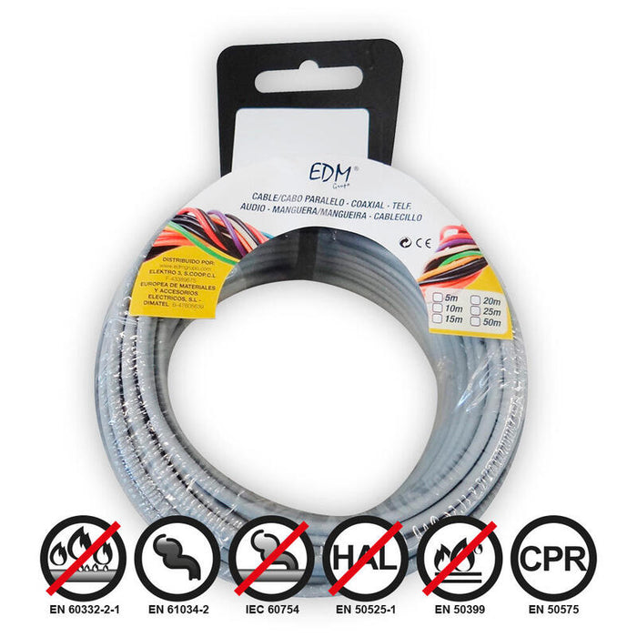 Carrete Cablecillo Flexible 2,5mm Gris Libre De Halógenos 15m
