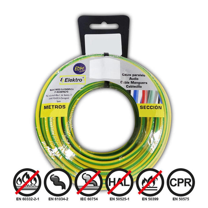 Carrete Cablecillo Flexible 4mm Bicolor Libre De Halógenos 50m