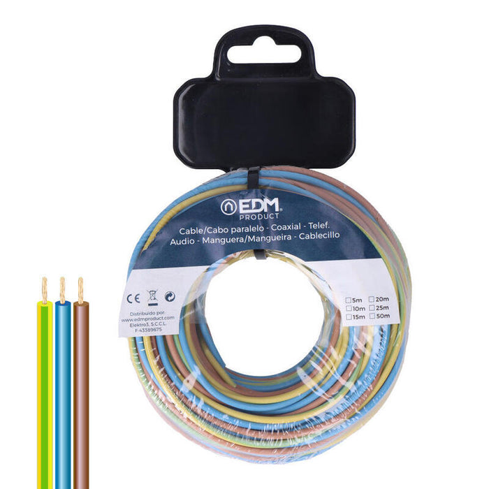 Carrete Cablecillo Trenzado H07z1-K 3 G 2,5 Mm² 10 M 3 Colores