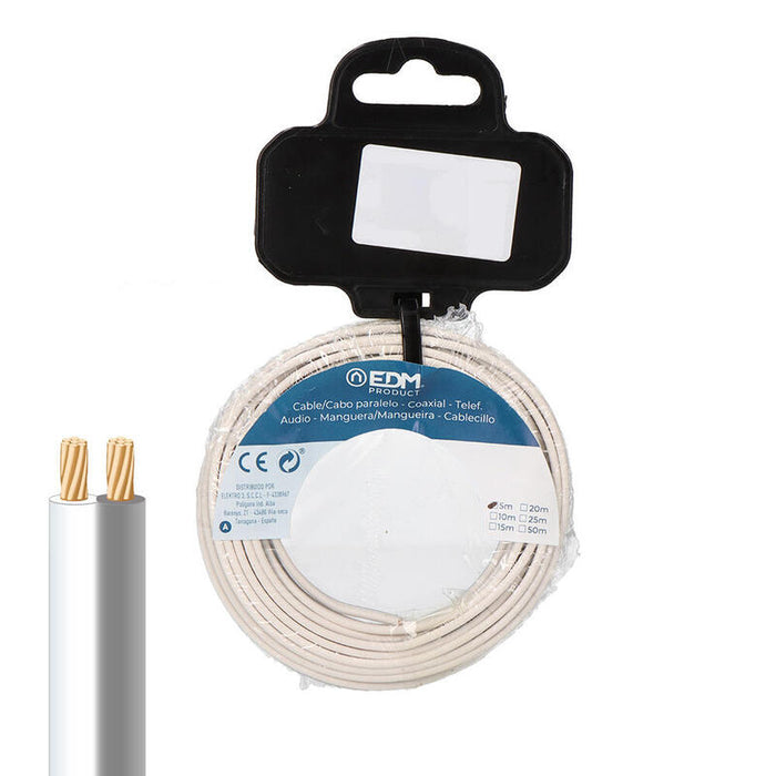 Carrete Paralelo 2 X 0,75 Mm² Blanco/Gris "Audio" 10 M