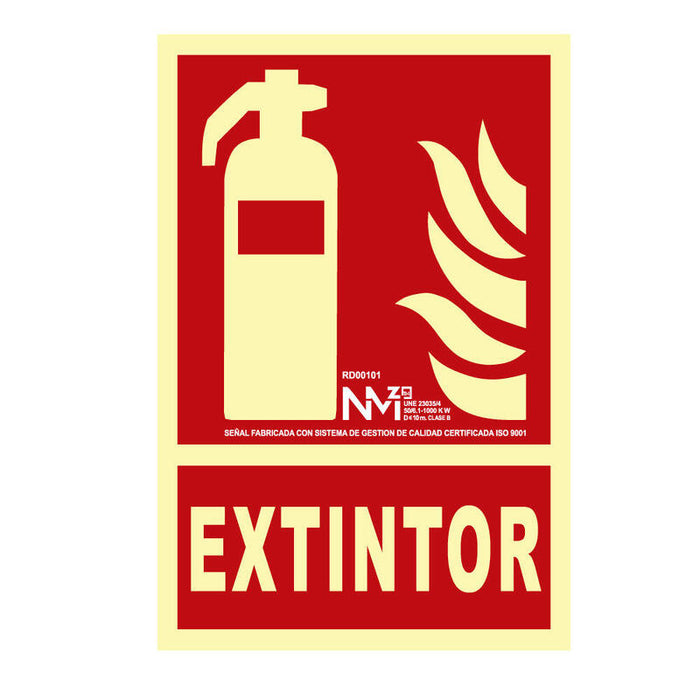 Cartel De Extinción "Extintor" Clase B (Pcv 0,7mm) 21x30cm Normaluz