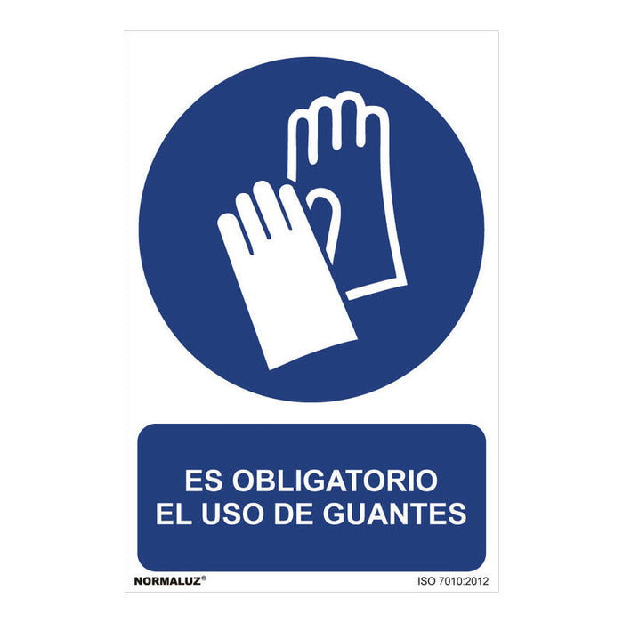 Cartel "Es Obligatorio El Uso De Guantes" (Pvc 0,7mm) 30x40cm Normaluz