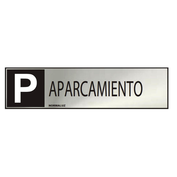 Cartel Informativo "Aparcamiento" (Inox Adhesivo 0.8mm) 5x20cm Normaluz