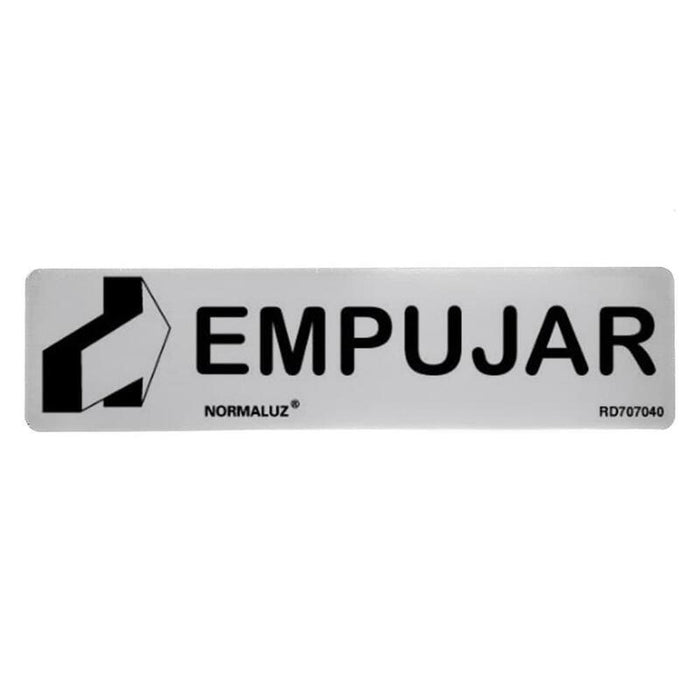 Cartel Informativo "Empujar", Inox Adhesivo 0.8 Mm, 5 X 20 Cm