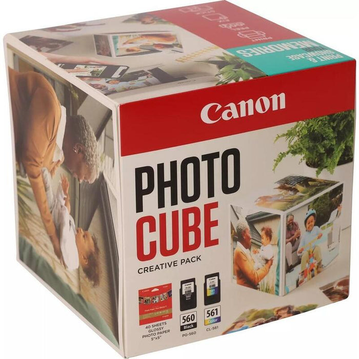 Cartucho Canon Pg 560 Cl 561 Photo Cube + Photo Paper Plus Glossy Ii 40 Hojas Pack Blue