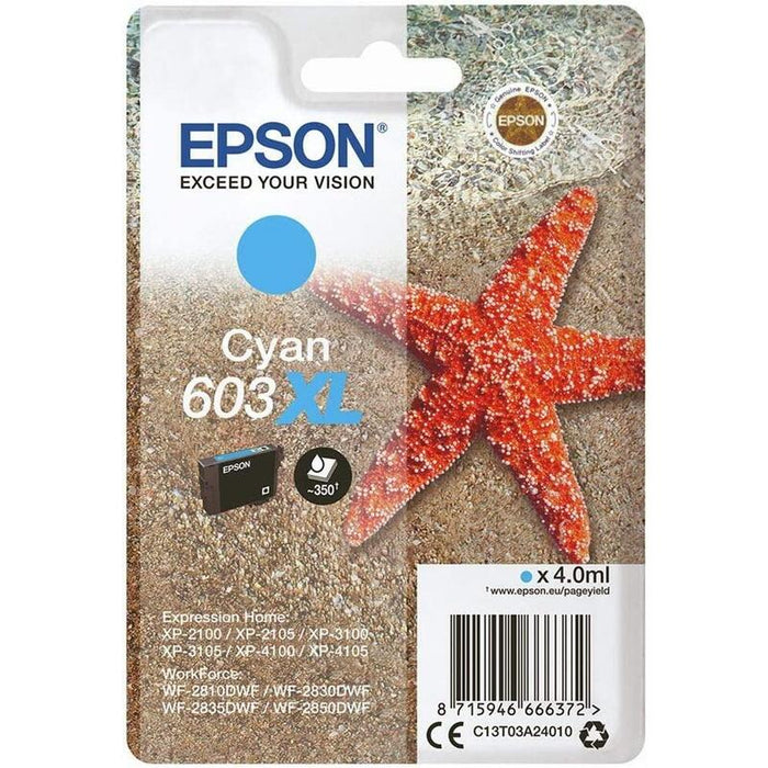 Cartucho Original Epson 603xl Cian - C13t03a240 Ml-2.4pag-350