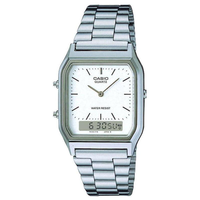 Casio Aq230a-7dmqd Collection Unisex Retro Armbanduhr, Blanco/Plateado