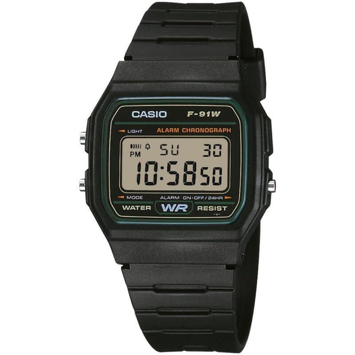 Casio F-91w Collection Unisex Digital Armbanduhr, Negro