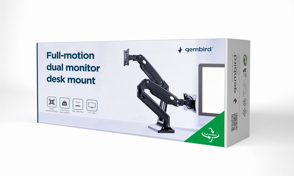 EAN 8716309127424 - Gembird MA-DA2-03 soporte para monitor 88,9 cm (35") Escritorio Negro imagen 6