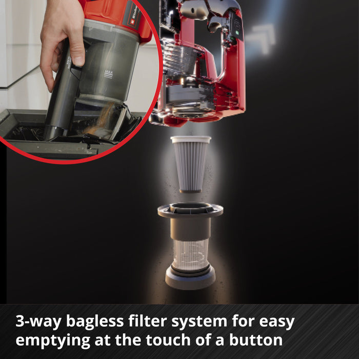 EAN 4006825659061 - Einhell TE-SV 18 Li-Solo Aspiradora escoba 2 en 1 Batería Secar Sin bolsa Negro, Rojo imagen 17