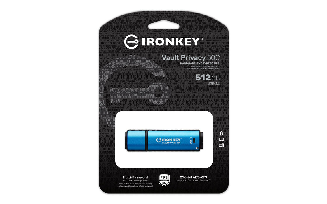 EAN 0740617338867 - Kingston Technology IronKey Vault Privacy 50 unidad flash USB USB Tipo C 3.2 Gen 1 (3.1 Gen 1) Negro, Azu imagen 3