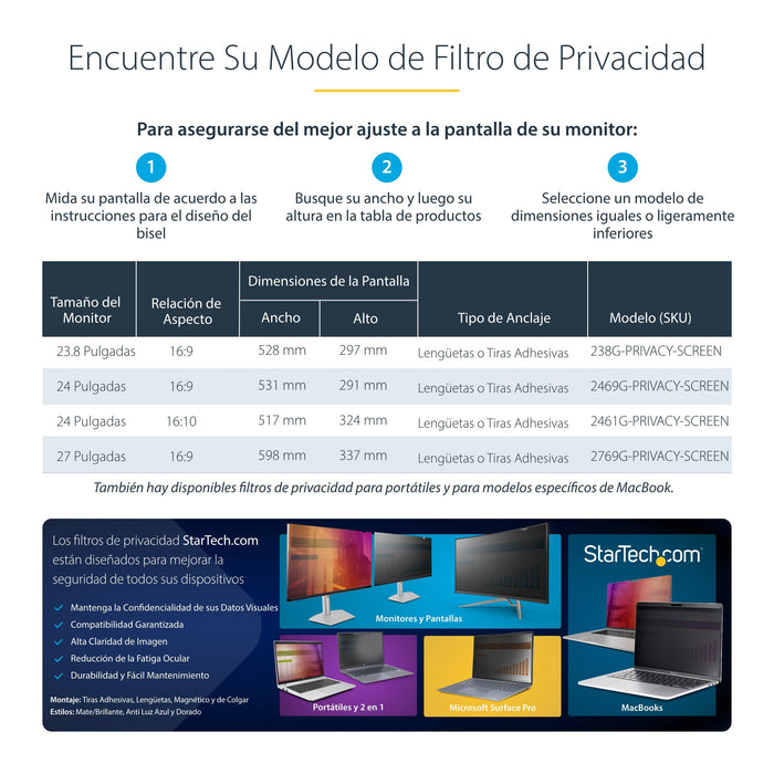 EAN 65030901888 - StarTech.com 2469G-PRIVACY-SCREEN filtro para monitor 61 cm (24") Filtro de privacidad para pantallas sin m imagen 11