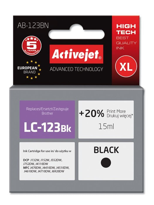 EAN 5901443020547 - Activejet AB-123BN cartucho de tinta 1 pieza(s) Compatible Alto rendimiento (XL) Negro imagen 1