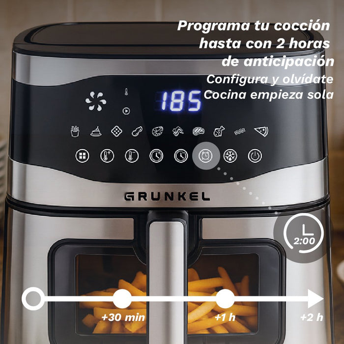 EAN 8426156019017 - Grunkel MAXYSTEELFRYER freidora Sencillo 9 L Independiente 2200 W Freidora de aire caliente Negro, Acero  imagen 6