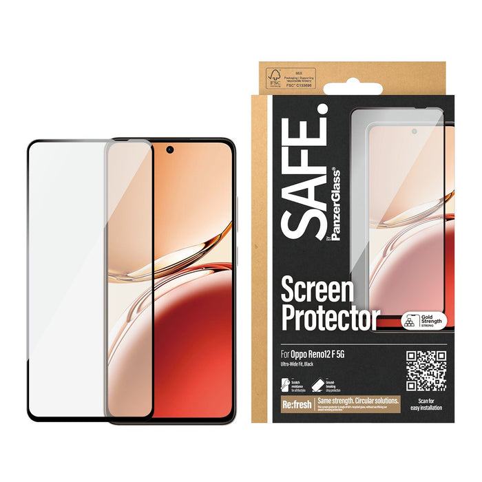 EAN 5715685014277 - PanzerGlass SAFE. by ® Screen Protector w. Black Frame Oppo Reno12 F 5G | Ultra-Wide Fit Protector de pan imagen 2