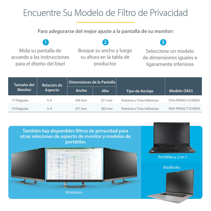 EAN 0065030900577 - StarTech.com 1954-PRIVACY-SCREEN filtro para monitor 48,3 cm (19") Filtro de privacidad para pantallas si imagen 12