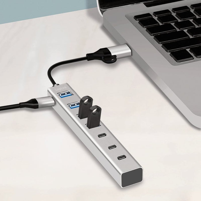 EAN 4052792076271 - LogiLink UA0442 hub de interfaz USB 3.2 Gen 1 (3.1 Gen 1) Type-A + Type-C 5000 Mbit/s Gris imagen 6
